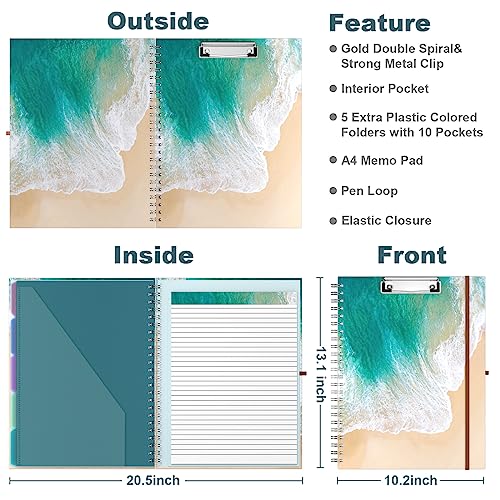 Hongri Pasta De Prancheta Com Bloco De Notas Pautado Recarregável, 8,5 X 11 Pastas Com Armazenamento