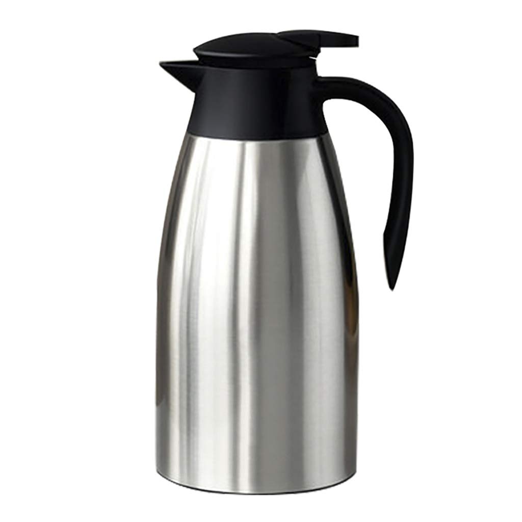 Jarra De Café De Acero Inoxidable - Termo De Doble Pared con Aislamiento Al Vacío - Retención De Calor - para Té, Agua Y Café，Silver-2L