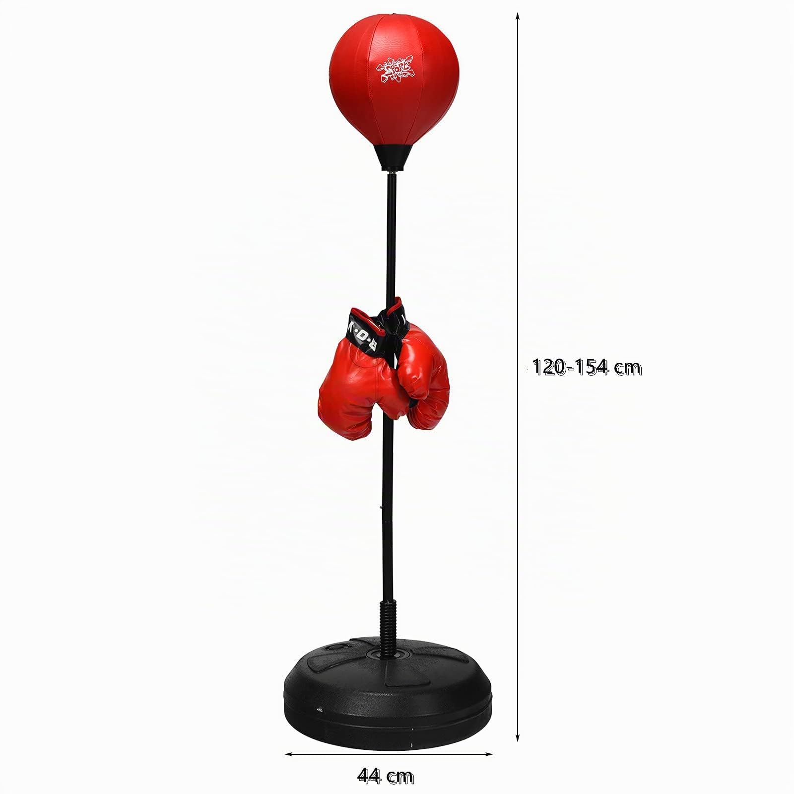 GYMAX Juego de Boxeo de 120 a 154 cm de Altura Ajustable, con Guantes de Boxeo y Bomba, Soporte de Boxeo Independiente para Niños y Adultos, para Kickboxing, Entrenamiento de Velocidad