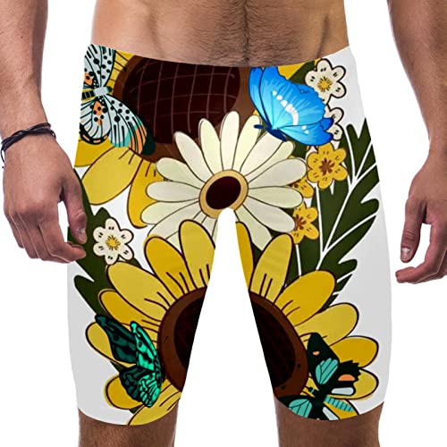 Maillot de bain homme S multicolore imprimé tournesols papillons