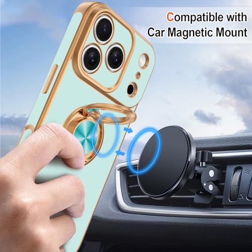 Coque iPhone 17 Pro plaqué or rose et finition souple menthe raffinée