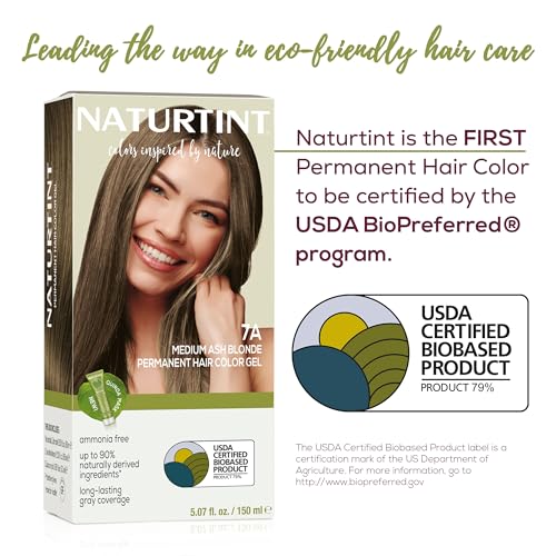 Image of Naturtint 7A Medium Ash Blonde Permanent Hair Color (Pack of 1), Ammonia Free, Vegan, Cruelty Free, up to 100% Gray Coverage, Long Lasting Results (Packaging may vary)
