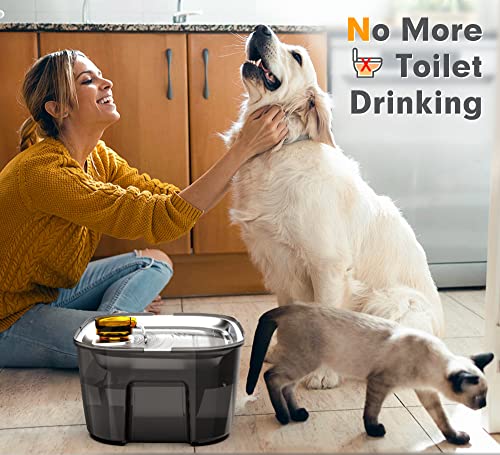 Dog Water Fountain 2 Gallons, Petdott Large Pet Water Fountain With Sus304 Water Bowl, 7.6L Stainless Steel Cat Waterer Fountain Great For Large Dogs &Multiple Pets Households, Bpa Free #TOP4