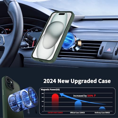 Image of CACOE Magnetic Case for iPhone 15 6.1 inch, Dark Green