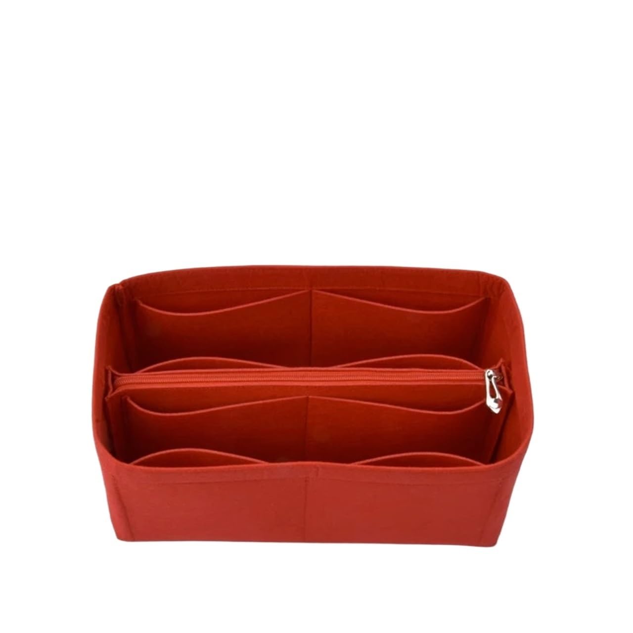 NJIEzhao Felt Handbag Insert Lining Organizer Insert Felt Fits Cloth Bag Makeup Travel Inner Purse Cosmetic Mommy Bags(S red middle)
