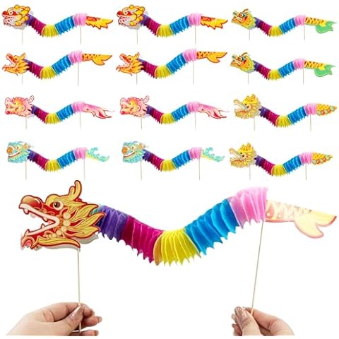 12 Pcs 3D Chinese New Year Paper Dragons Cover
