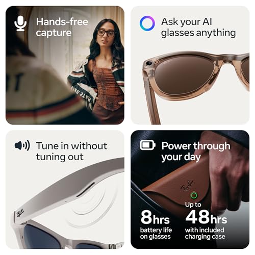 Image of Ray-Ban Meta (Gen 2), Wayfarer, Matte Black | Smart AI Glasses for Men, Women - 2X Battery Life - 3K HD Resolution - 12 MP Ultra-Wide Camera, Audio, Video - Polarized Gradient Graphite Lenses