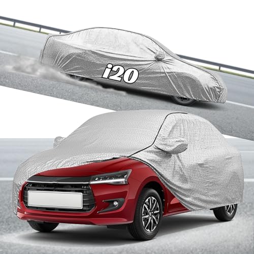 Image of Kayme Compatible with Silver i20 Car Cover Waterproof Car Body Cover for All Weather Proof & Full Bottom Elastic, Triple Stitching with 100% Nail Proof Cover