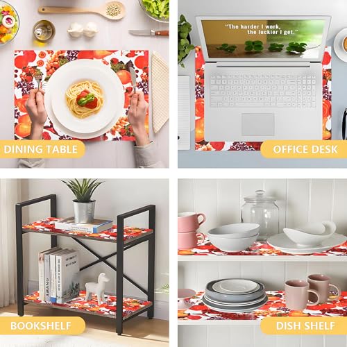 Image of Kuber Industries Fruits Design Pvc Wardrobe Kitchen Drawer Cupboard Cabinet Shelf Mat, Shelf Liner 5 Mtr (Cream) - Ctktc040182, Polyvinyl Chloride, Rectangle