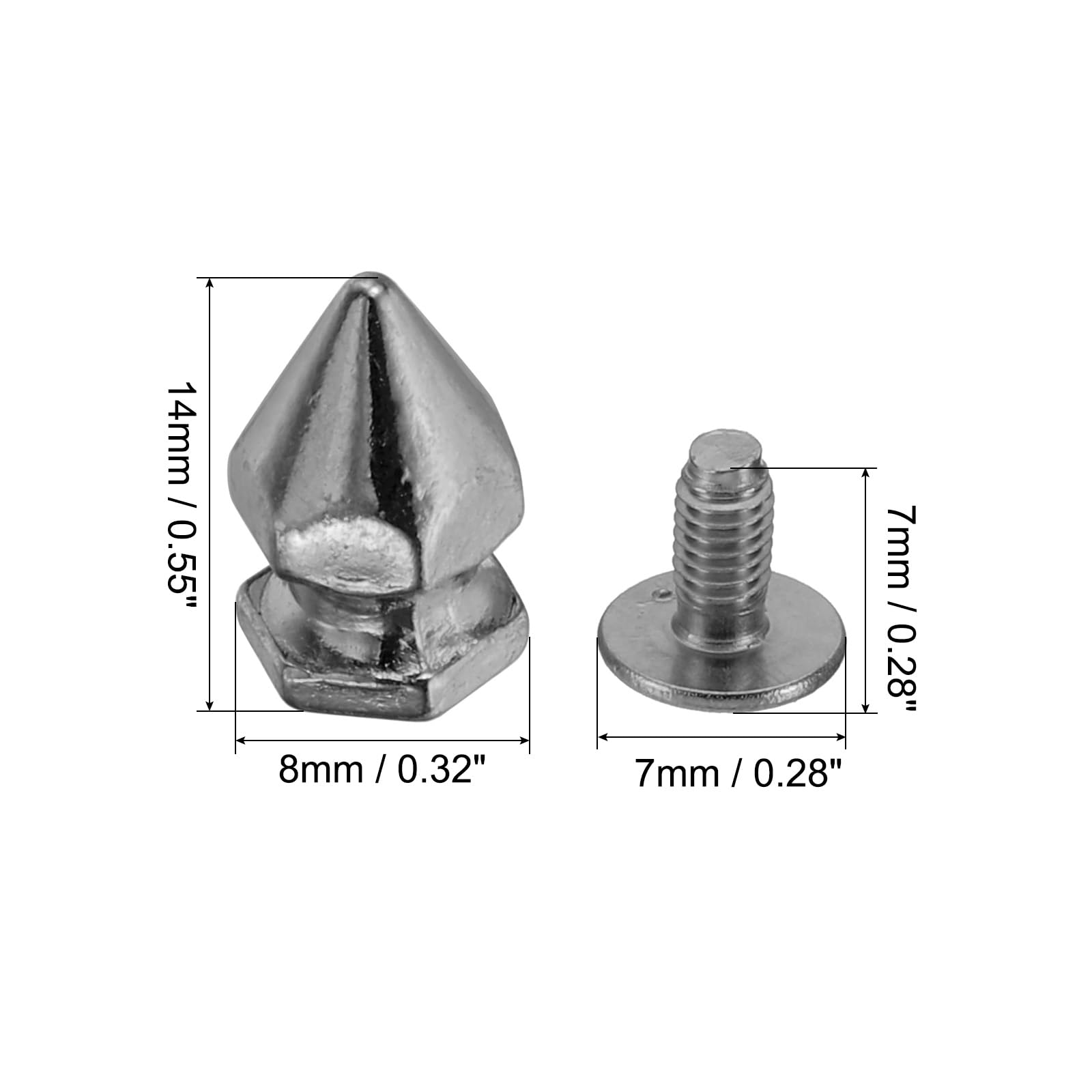 PATIKIL 14mm Studs for Clothing 20 Sets Studs and Spikes Leather Rivets Cone Spikes Metal Screw Studs for Clothing Leather Crafts Fabric Shoes Punk Bag Leathercraft - Image 2