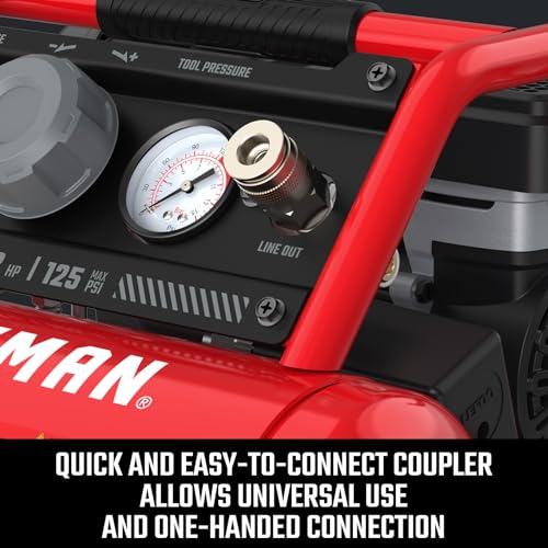 Image of CRAFTSMAN 1 Gallon Ultra Quiet Air Compressor Oil-Free 1 /2 HP Max 125 PSI Horizontal Portable for Car Tires, Nail Gun and Pneumatic Tools