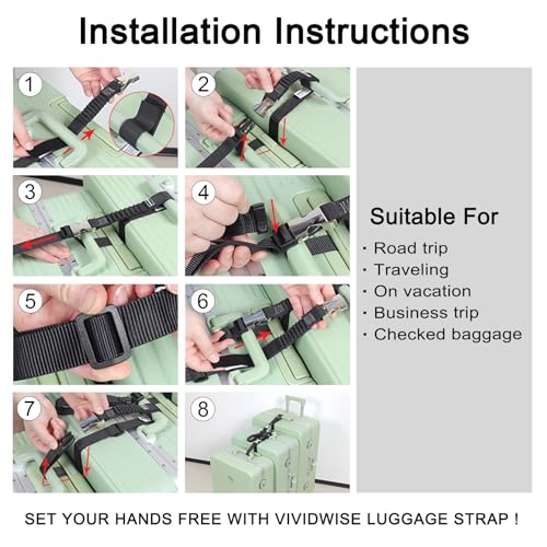 Image of Luggage Straps, Stretchable Luggage Connector Straps for Suitcases, Metal Buckle Add A Bag Adjustable Attachment Accessories Belts (Black-Metal Buckle, 1.25 inch W)