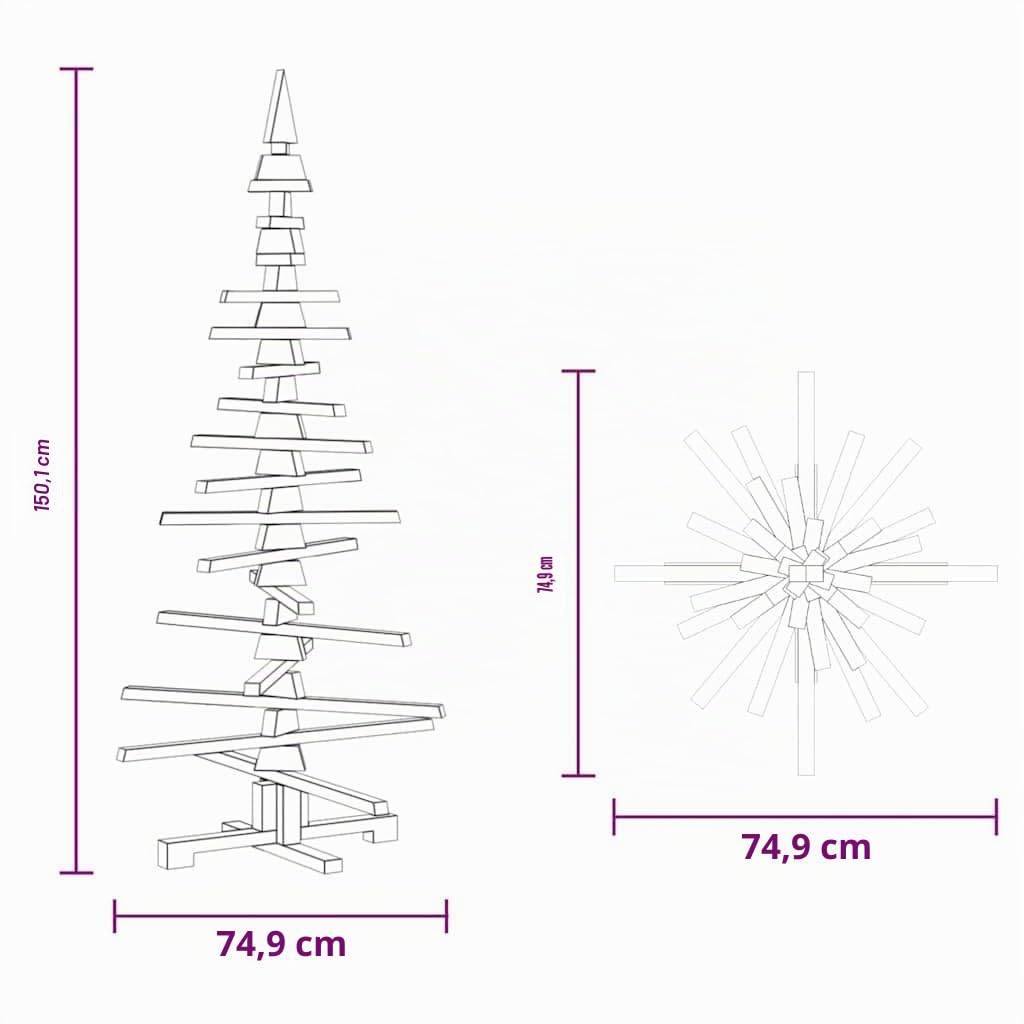 vidaXL Arbre de Noël en Bois Bois de pin Massif Naturel Non Fini
