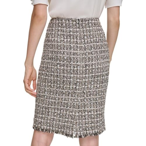 Calvin Klein Womens Petites Metallic Boucle Pencil Skirt B/W 8P2