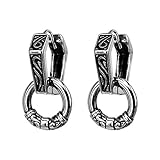 Pair Hexagon Circle Surgical Steel Earrings Unisex Vintage Gothic Punk Hoop Dangle Earrings for Women Men