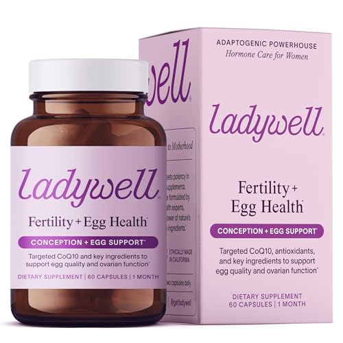 Image of Ladywell Fertility + Egg Health | Fertility Support | Ovarian Health, Egg Quality, Ovulation & Conception Wellness Support | CoQ10, Folate + Key Ingredients | Science-Backed Women's Supplement, 2-Pack