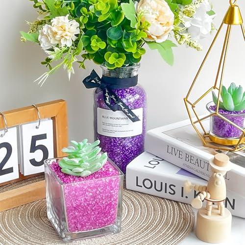 Image of Keedolla 2 lbs /900g Fish Tank Rocks Gravel, Betta Fish Tank Beads Pebbles Aquarium Glass Rocks Stones Marbles Small for Fish Tank, Vase Filler, Succulent Plants Decor - Purple