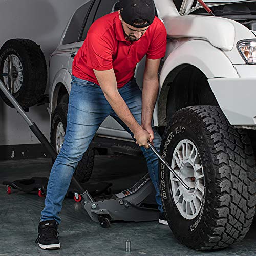 WORKPRO Telescoping Lug Wrench,Wheel Wrench with Standard CR-V Sockets 17/19, 21/23mm