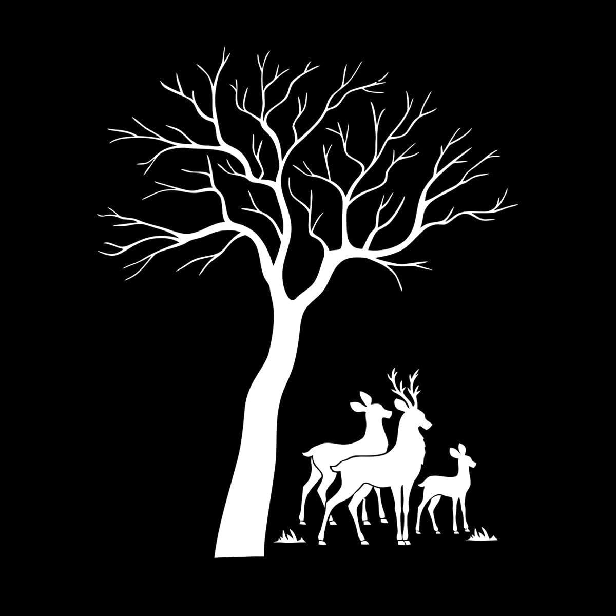 Reindeer Family Tree Forest Animals Wall Decals 54x67.2cm Waterproof Large White