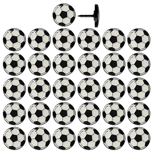 Image of Soccer Ball Push Pins for Cork Boards and Maps, Designed in The USA, Golf Ball Pins, Set of 32