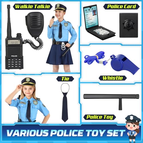 Loscola Police Officer Costume for Girls Kids, Girls Police Costume - image 3