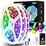 Kyoholink 100ft Led Strip Lights (2 Rolls of 50ft), Music Sync Smart Lighting Strips with App Control, Color Change 5050 Led Light for Bedroom, Living Room, Kitchen