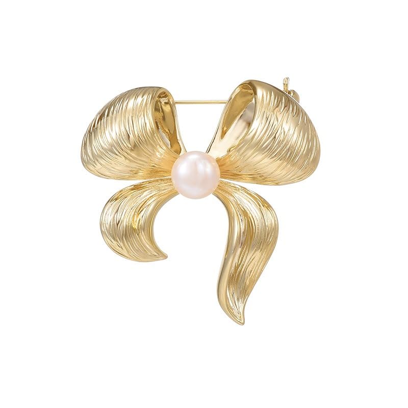 Pearl Flower Brooch and Pins for Women Gold Butterfly Bow Elegant Pin Christmas Gift Jewelry