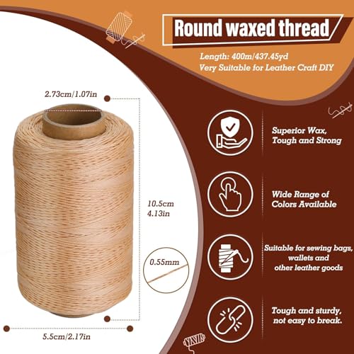 Hilo encerado para cuero beige 437 yardas 0.55 mm miniatura 2