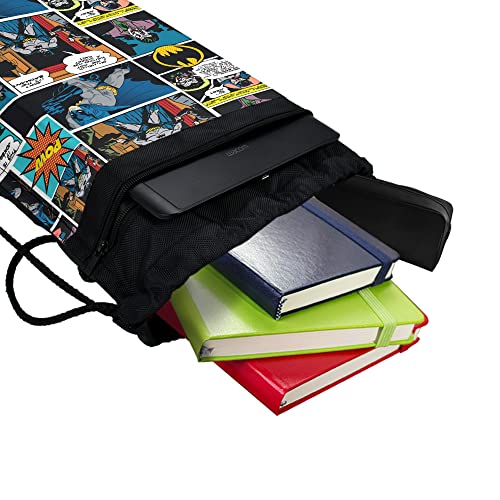 LOGOVISION Batman Comic Pattern Drawstring Backpack Sports Bag Sackpack 17" x 13", Perfect for Gym, Yoga or Practice4
