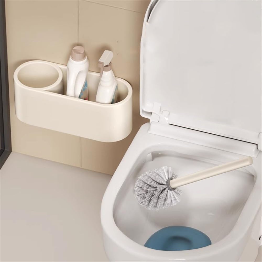 Klobürste Abgerundeter Kunststoff-Bürstenkopf, WC-Bürste, WC-Bürste aus Metall, mit schnell trocknender Toilettenbürstenablage for Badezimmer, Bodenbelag oder Wandmontage Toilettenbürste Set