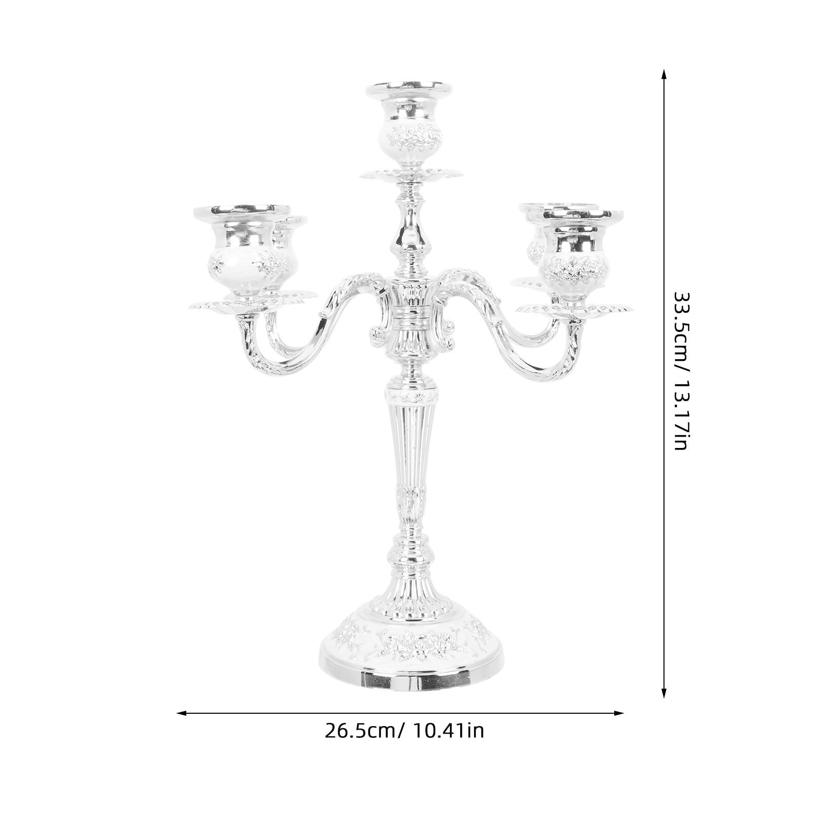 INOOMP Fünf Kopf Kerzenhalter aus Eisen im Retro Stil Silberfarbener Metall Kerzenständer für Romantisches Candlelight Dinner und Stilvolle Tischdekoration zu Hause
