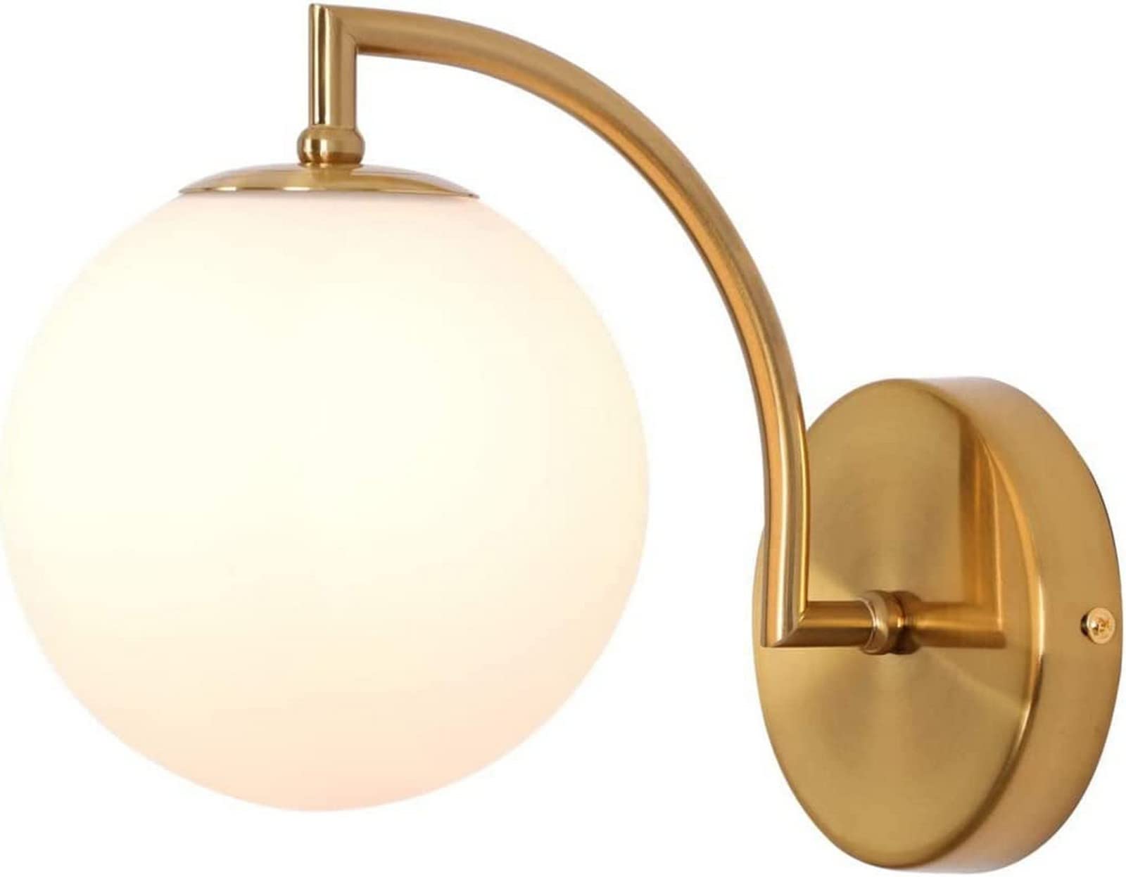 CWCQGH Wall Sconces, Wall Light Bedside Decor Lamp Modern Style Wall Sconce, Mid Century Wall Light Fixture with Glass Shade Brass V-intage Wall Sconce, Lighting Indoor Compatib,1pcs