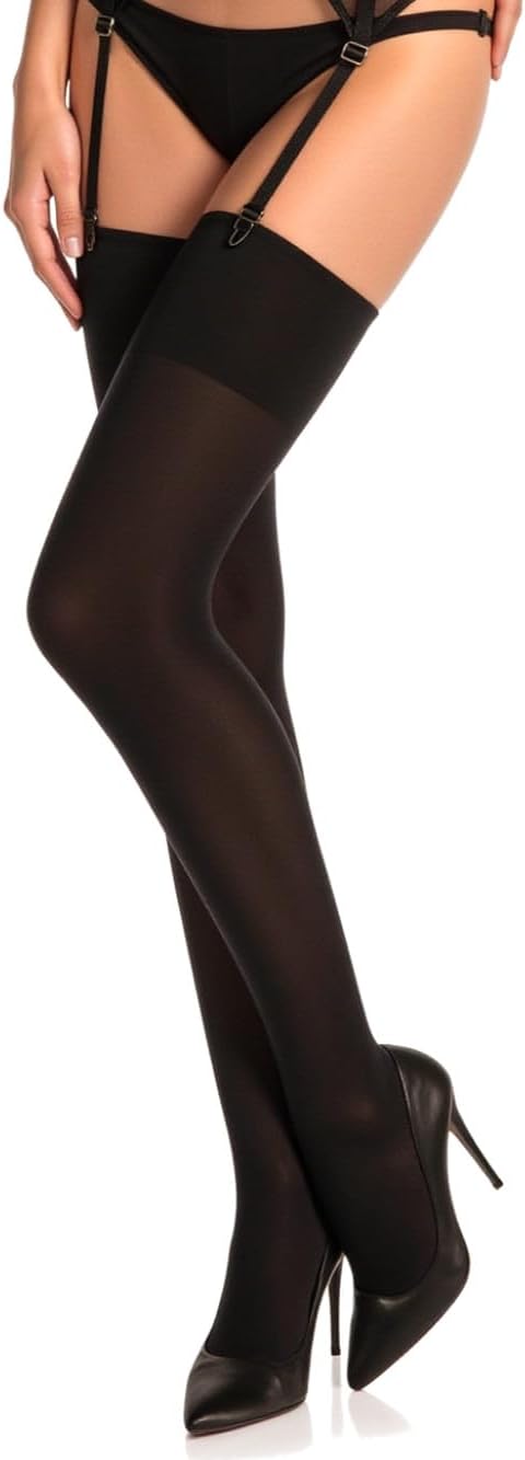 Mila Marutti Stockings for Garter and Suspender Belts for Women | Semi Opaque Thigh High Tights 40D | Made in EU
