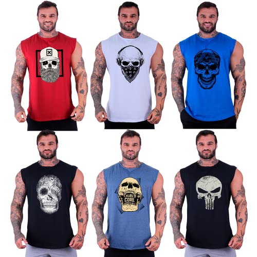 Kit 6 Regatas Machão Longline Masculina MXD Conceito Sem Manga Treino Academia Musculação Estampada