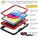 SEYMAC stock Case for iPad (A16) 11th/10th Generation 11''/10.9'' 2025/2022, Full-Body Drop Protection Case with Screen Protector &360° Rotate Hand Strap/Stand, Red+SiliconeBlack