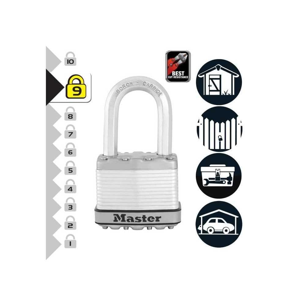 Juego de 3 candados Master Lock M5eurtrilf - Muy alta seguridad - Acero Ladado - Uso al aire libre - Anse M