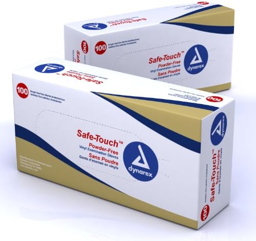 Dynarex DY-2612-1 Safe-Touch Vinyl Exam Glove Powder Free - Small44; 100 per box
