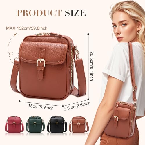 AIIONP 2025 Upgrade Double Layer Large Capacity Mini Messenger Bag, Leather Small Purse Crossbody Shoulder Bag for Women Men2