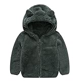 Kids Boys Fleece Sweatshirt Jackets Little Children Coat Hoodie Fashion Girls 3D Ears Hooded Coat for Size 6 Months -5 Years (Dark Green,3-4T)