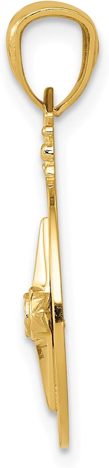 Jewelry Affairs 14k Yellow Gold Diamond-cut Compass Pendant, 22mm - Image 2