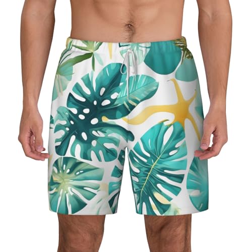 Short de bain homme avec doublure de compression séchage rapide motif tropical