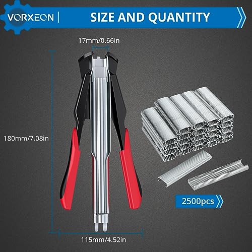 Vorxeon VORGT029 Hog Ring Pliers Kit With 2500 Pcs Galvanized Iron Hog Rings Inner Diameter 8Mm thumb #1