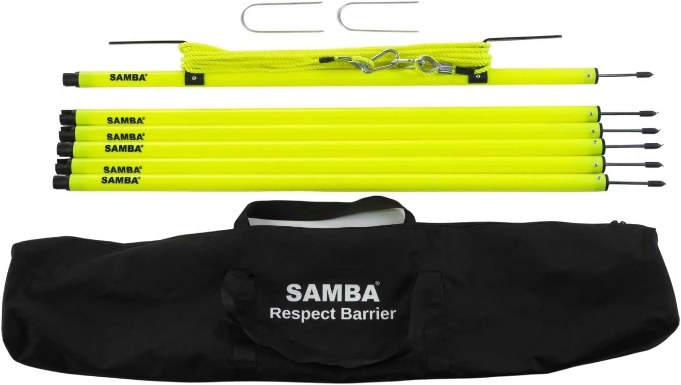 Samba Elite Respect Crowd Barrier - Football Pitch Barrier - uPVC Poles High Visibility Rope & Carry Bag