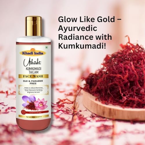 Image of Khadi Kumkumadi Face Wash 200ml | Herbal & Natural | Deep Cleansing & Purifying | SLS & Paraben Free | Ayurvedic Skin Rejuvenation | All Skin Types | Radiant Skin Face Wash for Women & Men