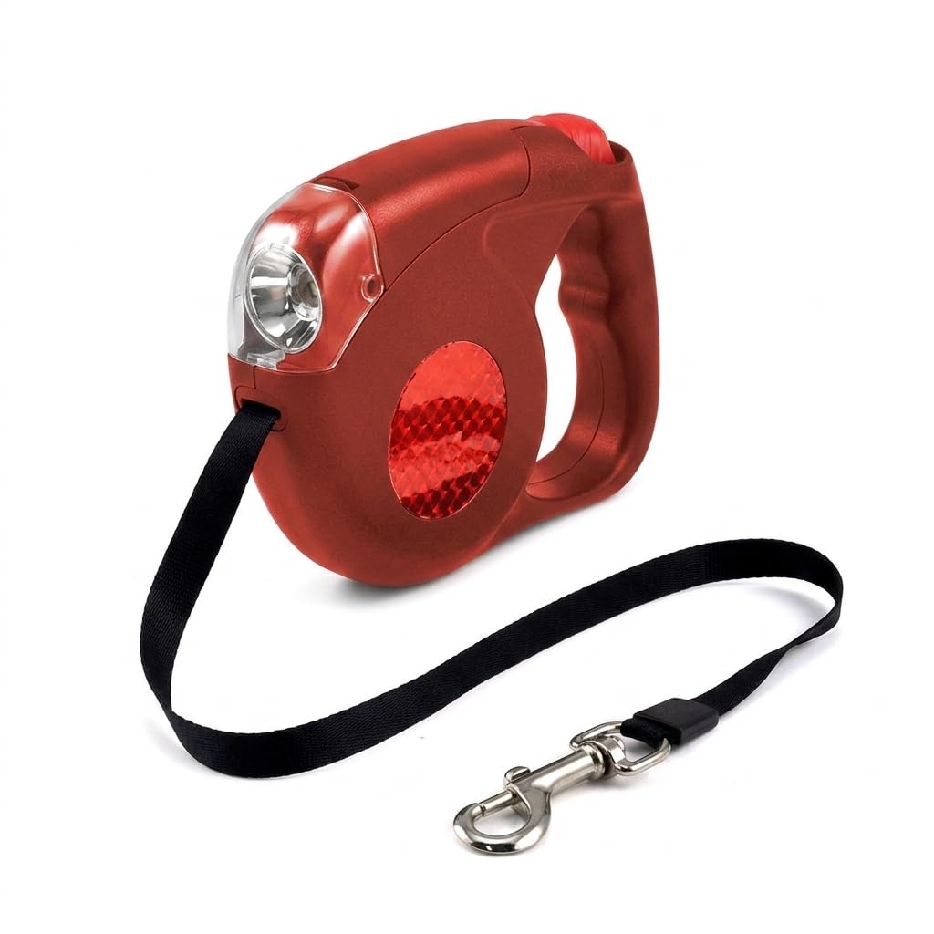 Retractable Dog Lead – Strong Extendable Dog Leash with Anti-Slip Brake & One-Button Control, Heavy Duty 4.5m Extension Lead for Small & Large Dogs (Red)