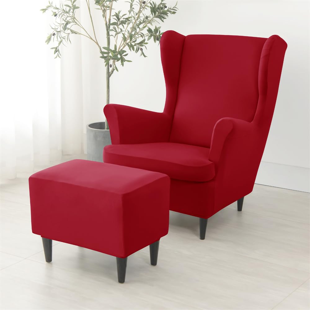 Housse de fauteuil extensible rouge imprimé tir lot de 2 pièces