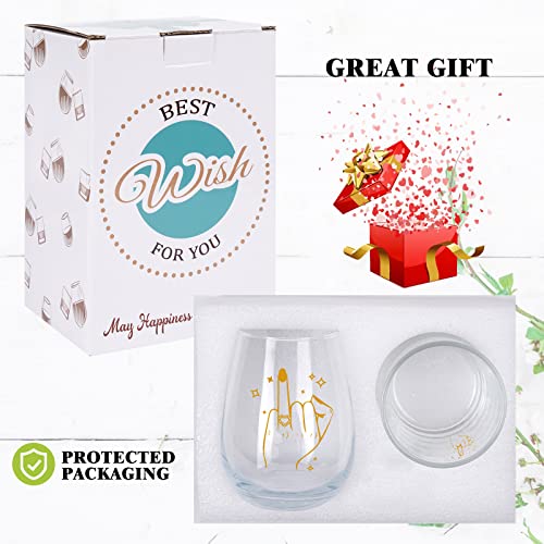 Futtumy Ring Finger Whiskey Glass & Stemless Wine Glass Set, Bridal Shower Gifts For Mr Mrs Couple Newlywed Bride Groom, Unique Present Idea For Valentine’s Day Birthday Christmas Wedding Engagement #TOP5