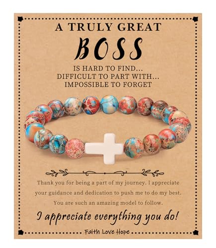 Image of Cross Bracelets for Women, Christian Gifts for Women Stocking Stuffers for Teens Cross Bracelet Imperial Nature Stone Bead Bracelet Confirmation Baptism Gift for Teen Girls Christmas Religious Gift Cathlic Faith Jewelry