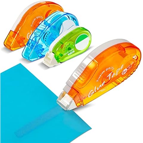 3 Pcs Glue Roller Adhesive Glue Tape Double Sided Tape Dispenser Transparent Scrapbook Tape Crafting Tape Roller Scrapbook Runner Tape for Cards Photo Album Journal Scrapbooking, Random Color Cover