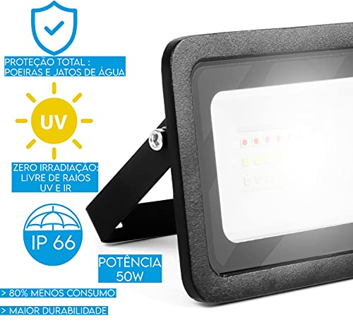 Refletor de Led 100w Holofote 6500k Luz Branco Frio Externo a Prova D'água Bivolt 100-240v Decoraçã